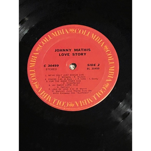 Johnny Mathis Love Story vinyl record C 30499 LP Columbia Records - Picture 6 of 8